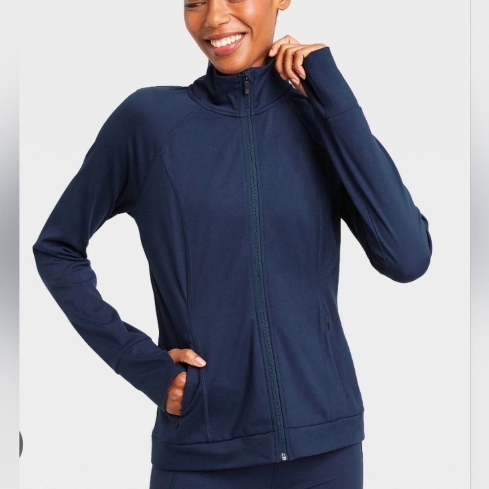 Dynamic Flex Full Zip Athletic Jacket Thumbholes Activewear Sport Size L